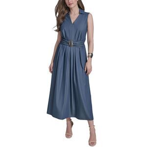 Halston Womens Belted Maxi Dress 12 Light Blue - NWT $139